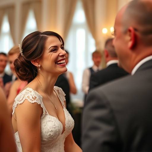 Candid shot of a bride laughing during her wedding reception